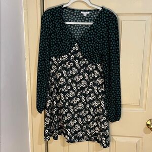 Topshop Black and Teal Polka Dot Dress